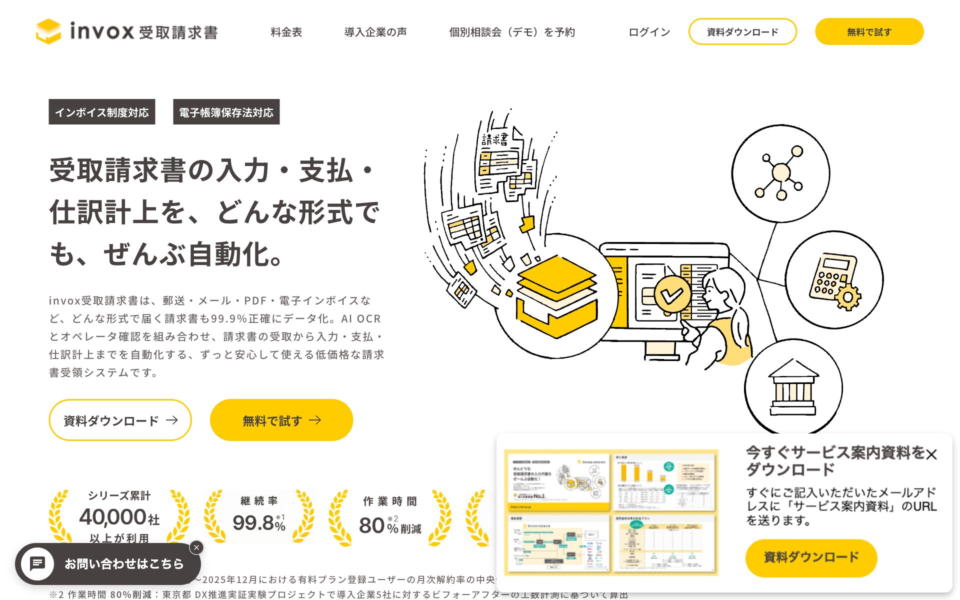 invox受取請求書の公式サイト（トップページ）