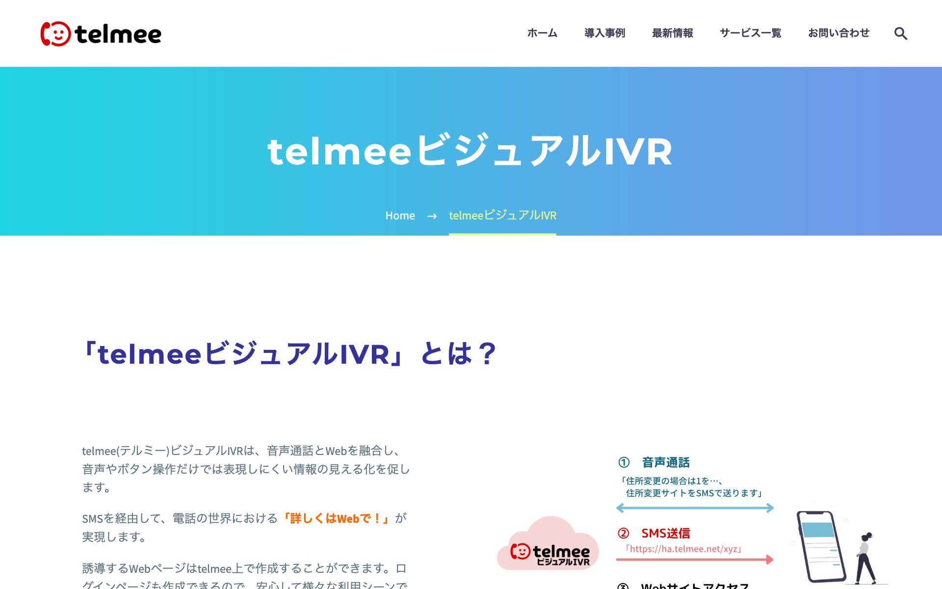 telmeeビジュアルIVRの公式サイト