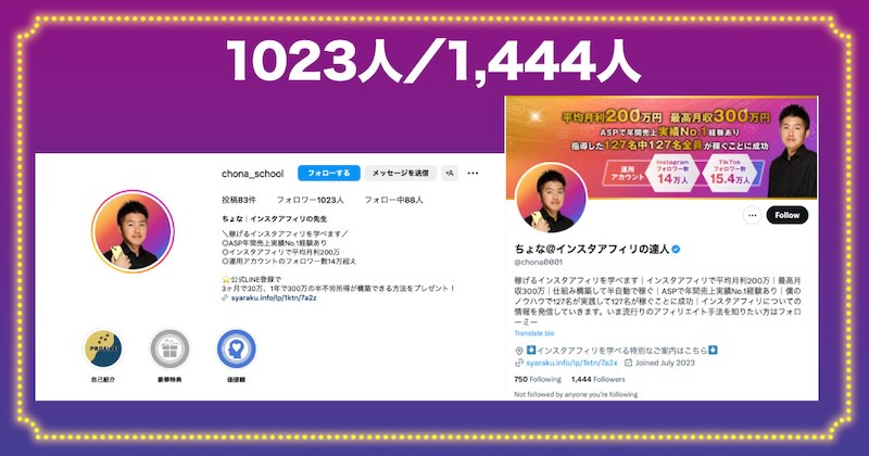 ちょな(蝶名林辰哉)のSNSアカウントのフォロワー