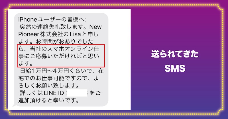 New Pioneer株式会社のLisaに送られてきたSMS